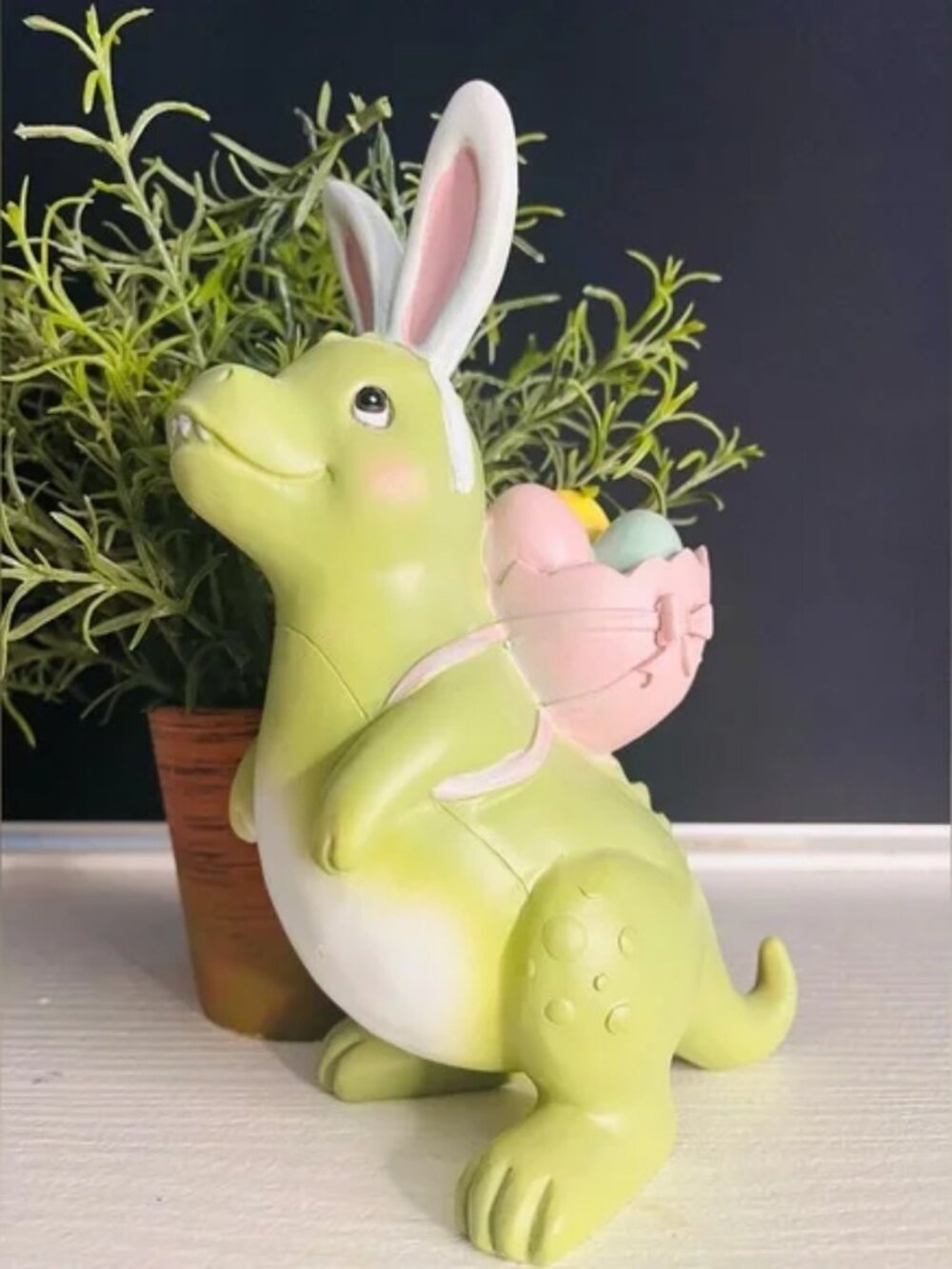 Easter Bunny T Rex Dinosaur Figurine Pastel Spring Decor 8” NWT